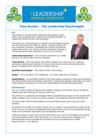 Tony Brooks Bio & Intro